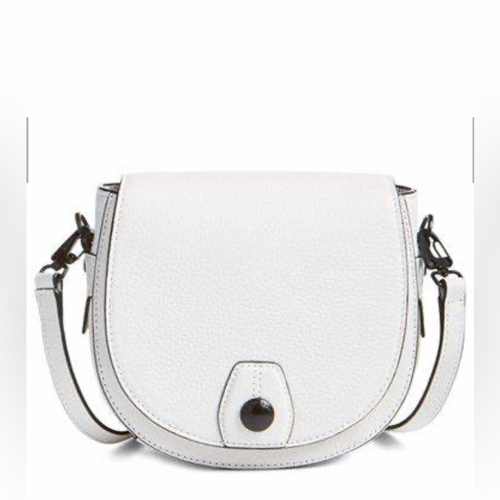 Rag & Bone Mini Flight Saddle White Leather Crossbody Bag